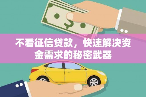 新安不看征信贷款，快速解决资金需求的秘密武器