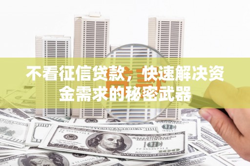 新安不看征信贷款，快速解决资金需求的秘密武器