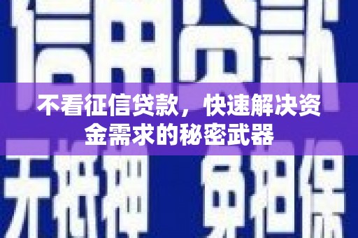 新安不看征信贷款，快速解决资金需求的秘密武器