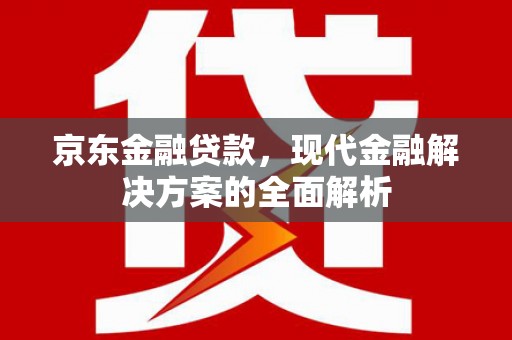 新安京东金融贷款，现代金融解决方案的全面解析