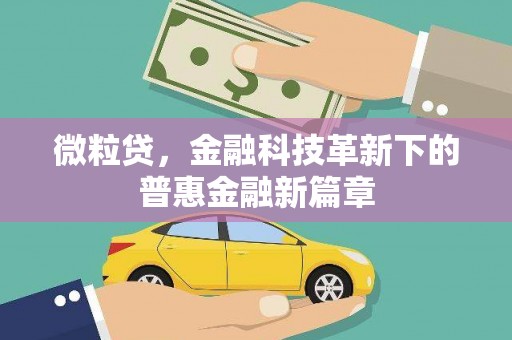 新安微粒贷，金融科技革新下的普惠金融新篇章